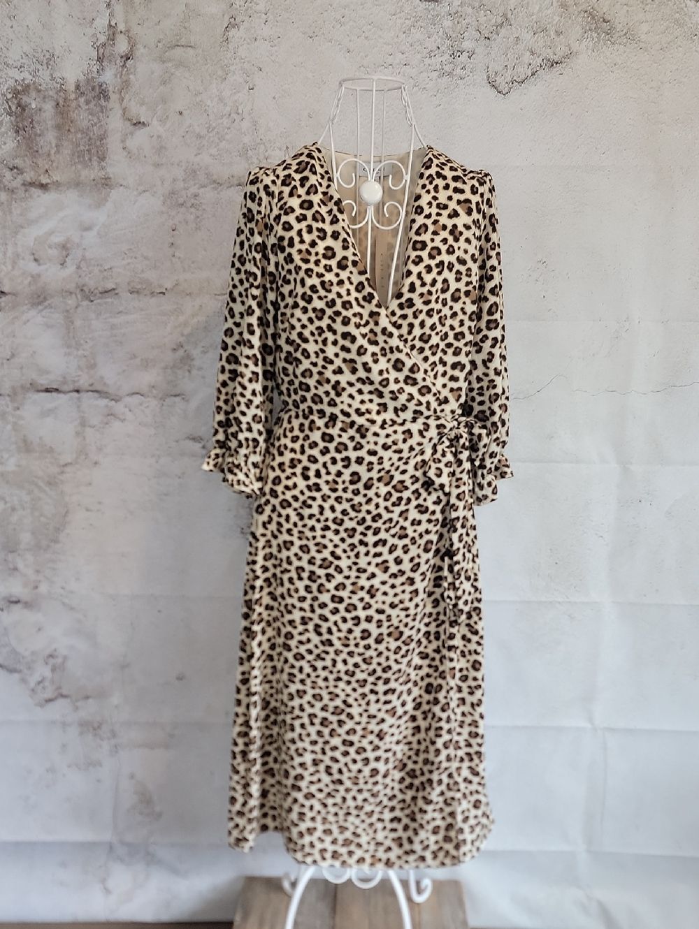 Gilli Windfall Cheetah Print Faux Wrap Dress Womens Size S  NWT